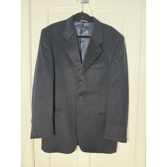Todays Man Mens Cashmere Blazer 40L Solid Black Sport Coat Made in Italy - Picture 2 of 14